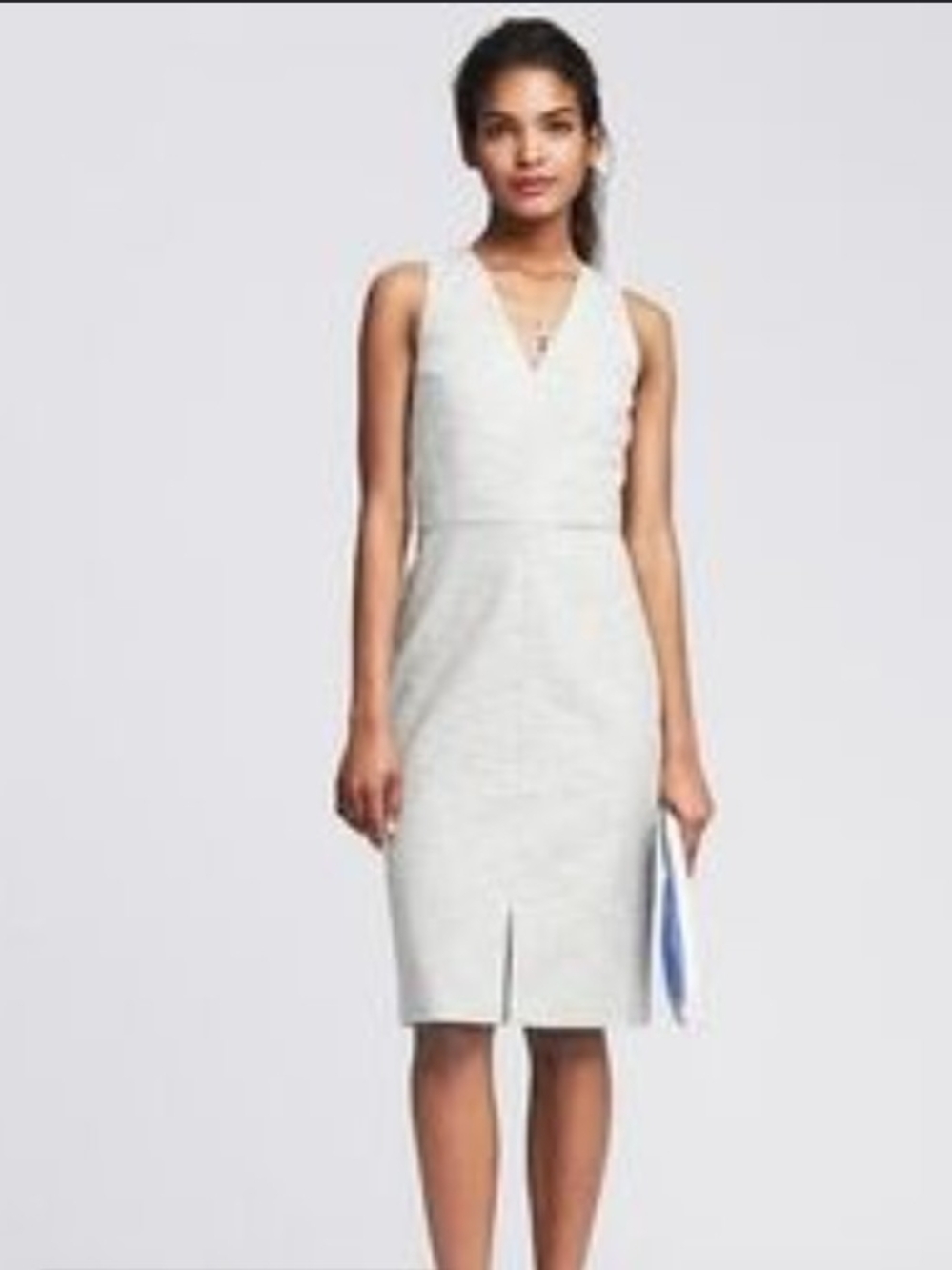 Banana Republic Light Gray Sleeveless V-Neck Sheath Dress